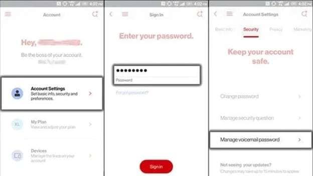 verizon reset voicemail password