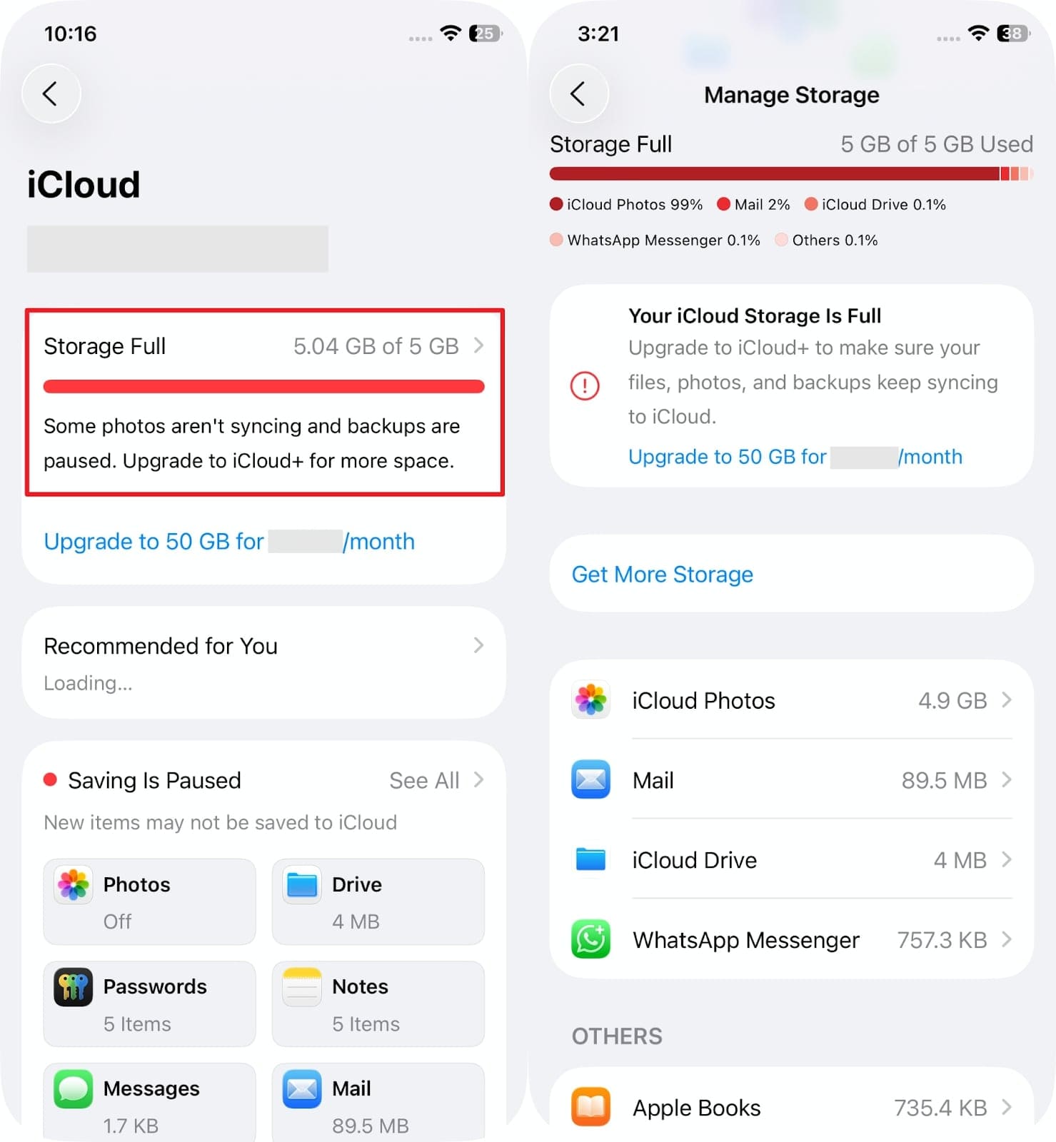 enter full storage settings