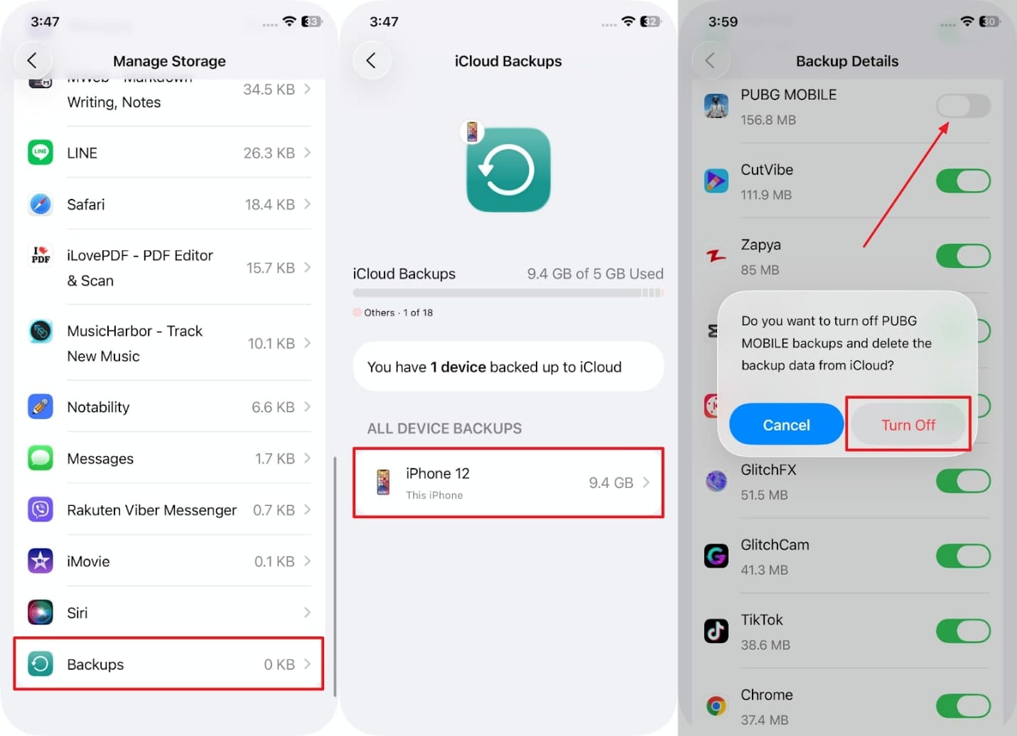 turn off iphone backup