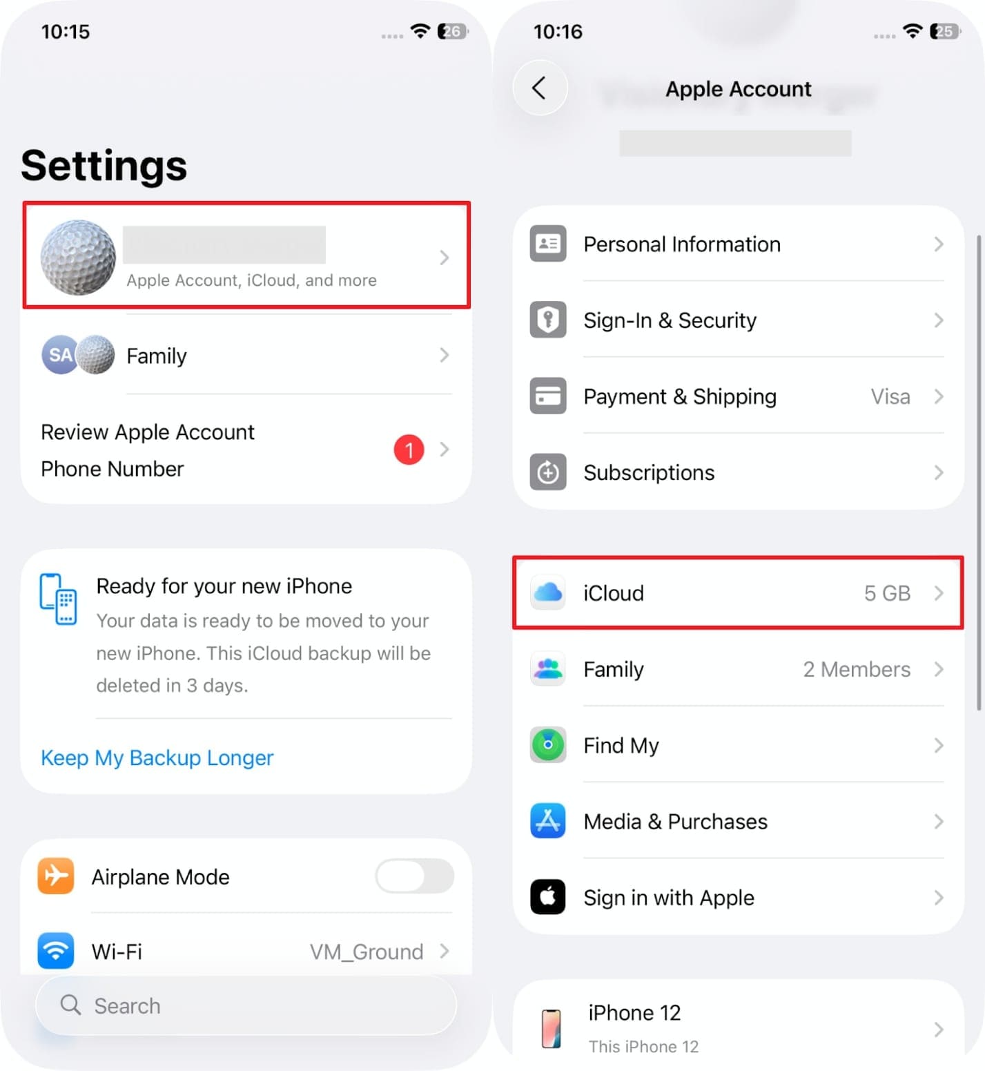 access icloud storage settings