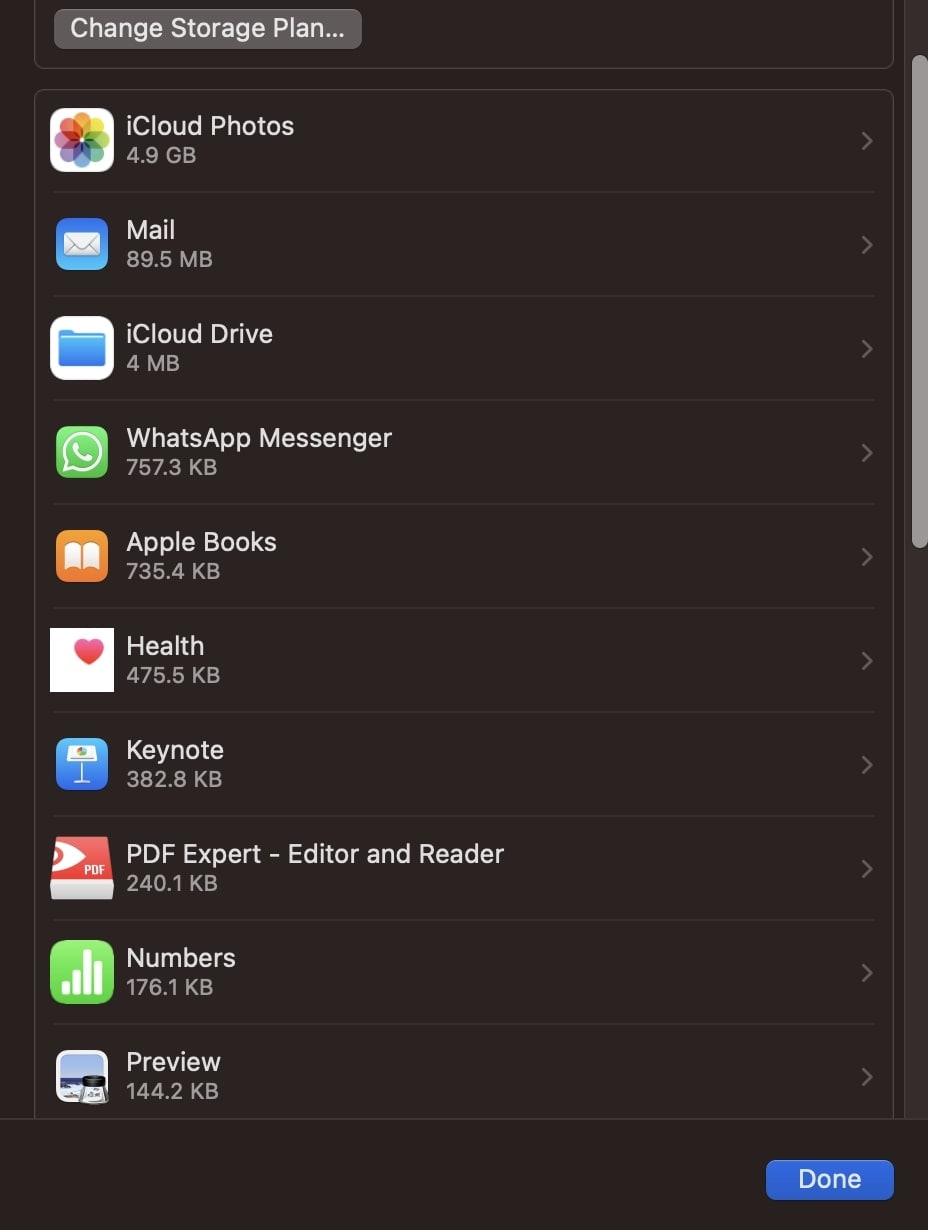 see what is in icloud storage