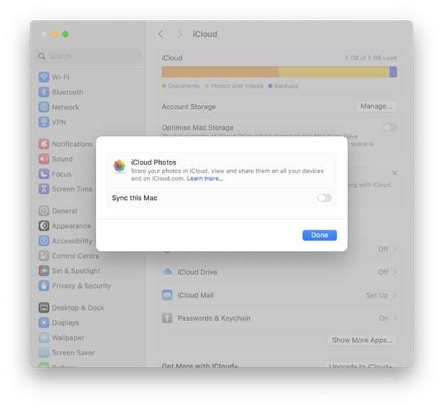 enable sync this mac