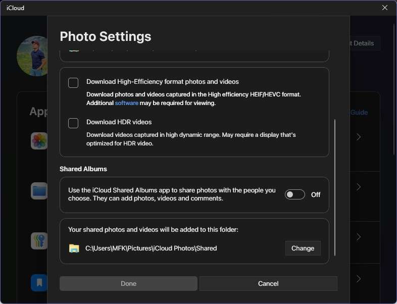 enable icloud photos on windows pc
