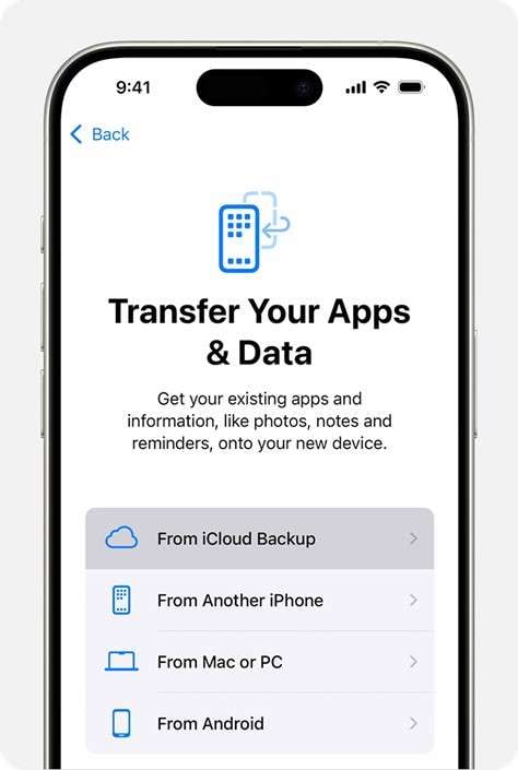 select restore from icloud backup
