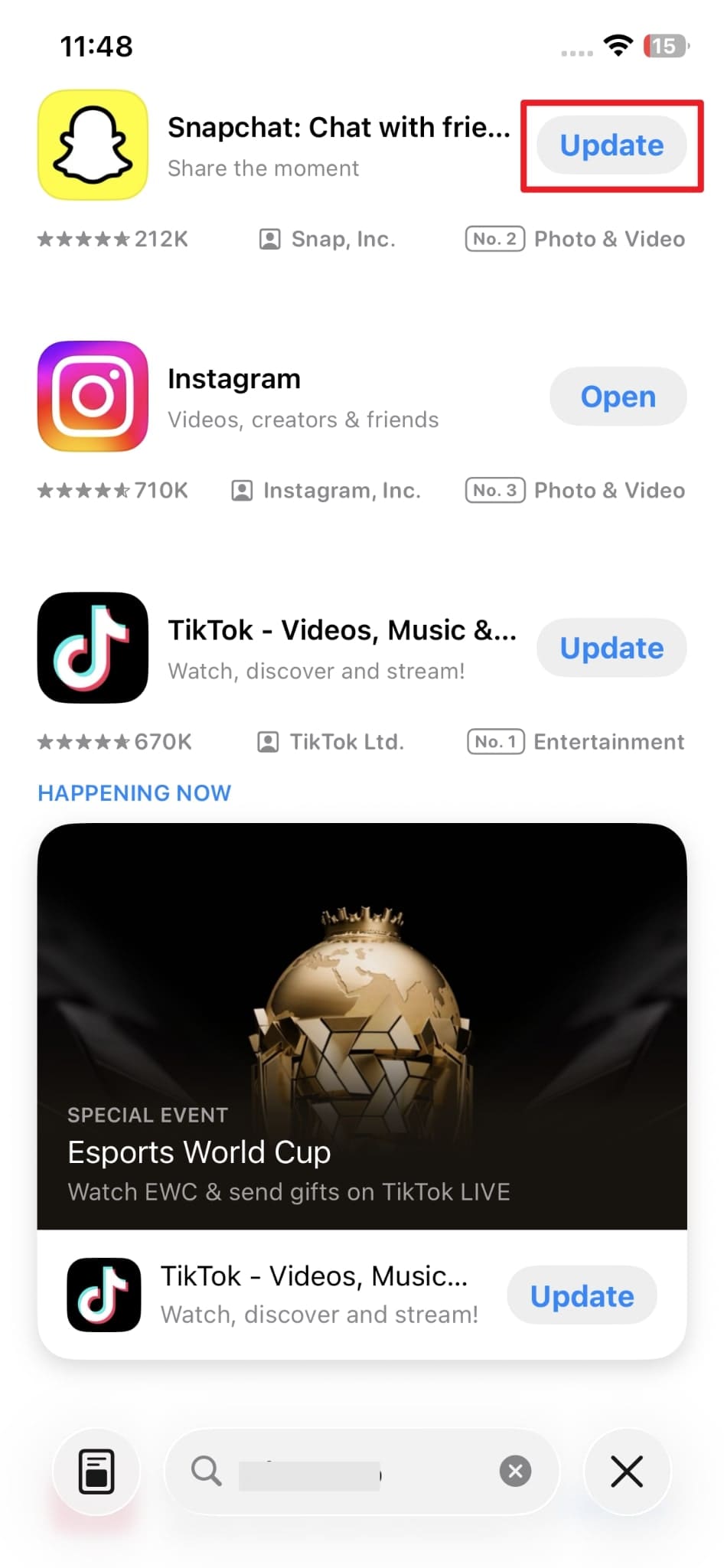 update crashing app