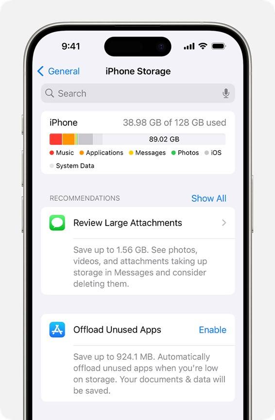 open iphone storage