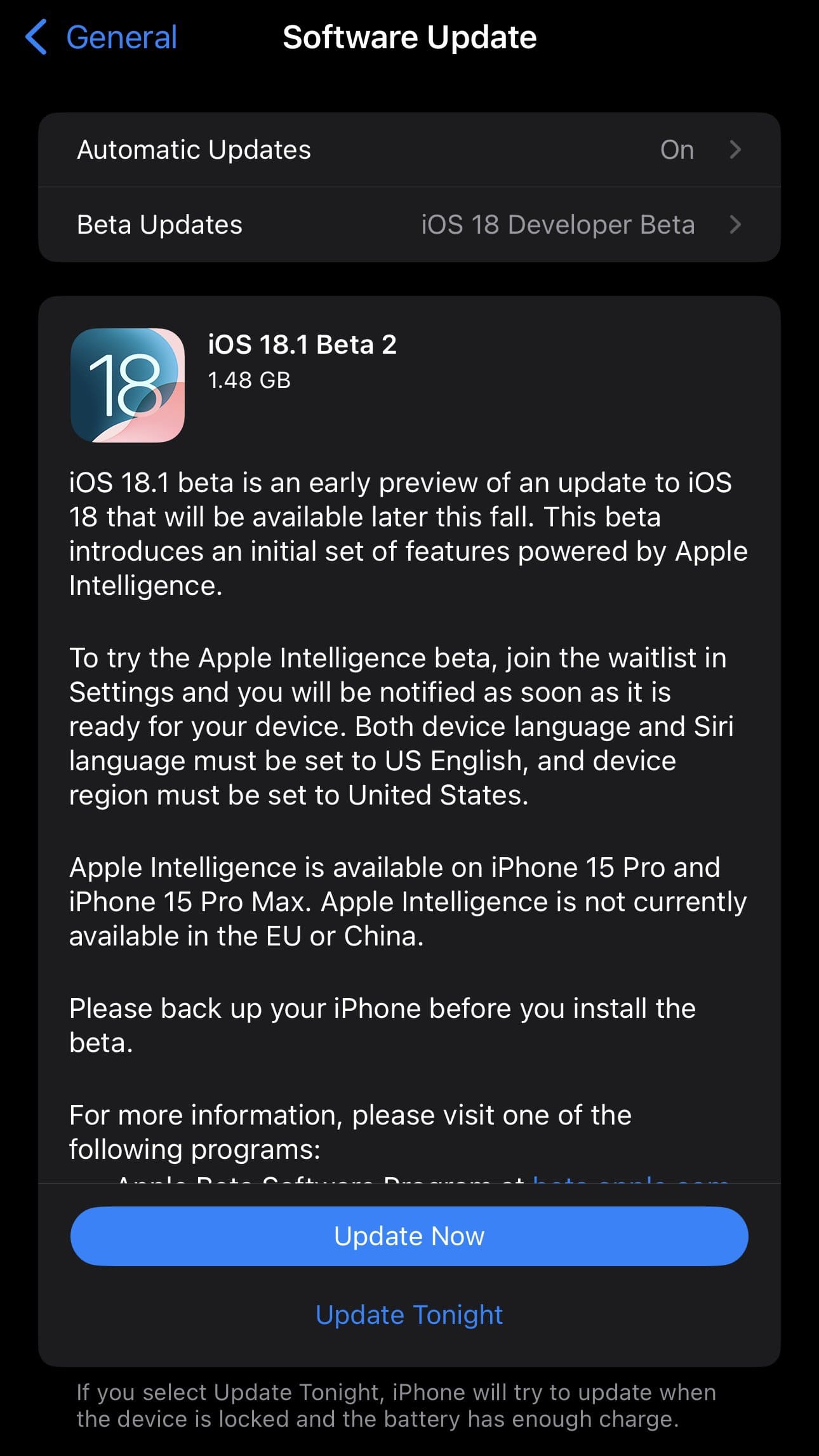 update to latest beta ios 26 