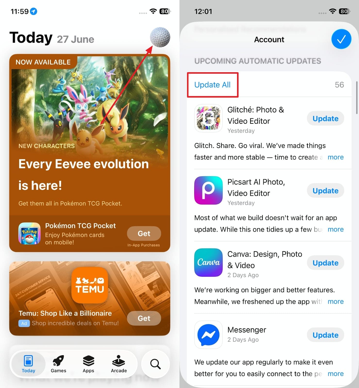 update apps from app store 