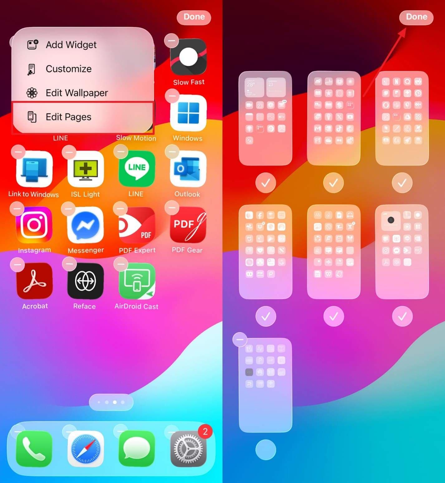 edit home screen pages