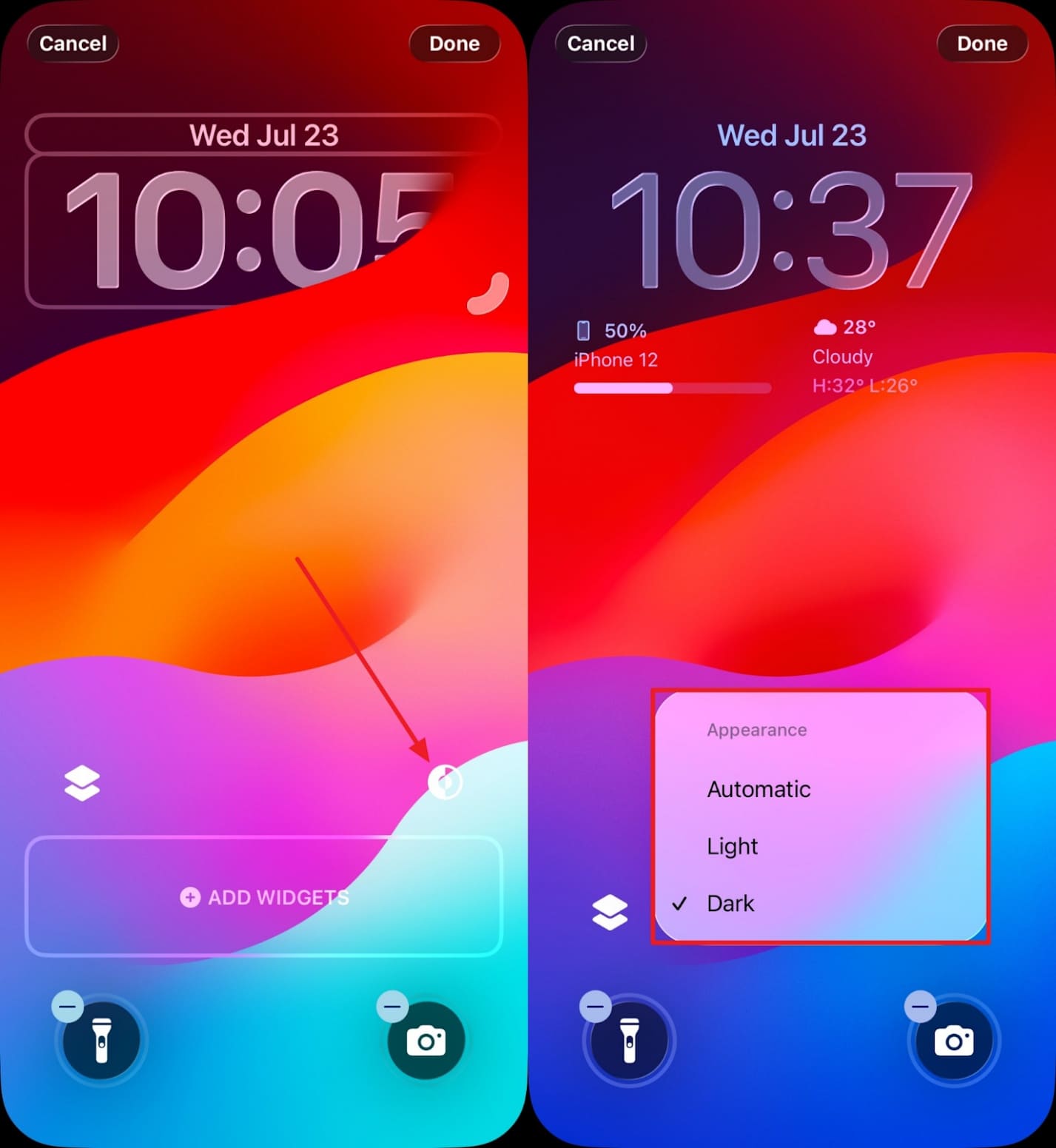 change appearance lock screen