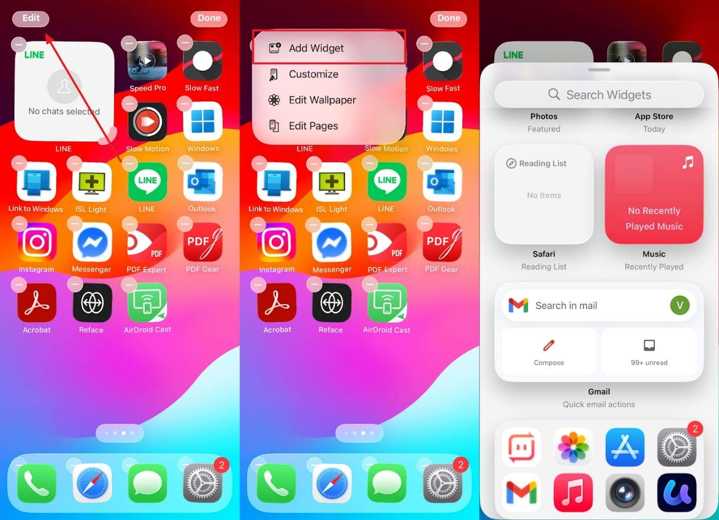 tap add widget option