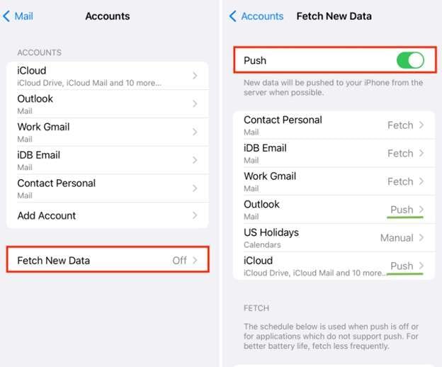 enable push settings on iphone