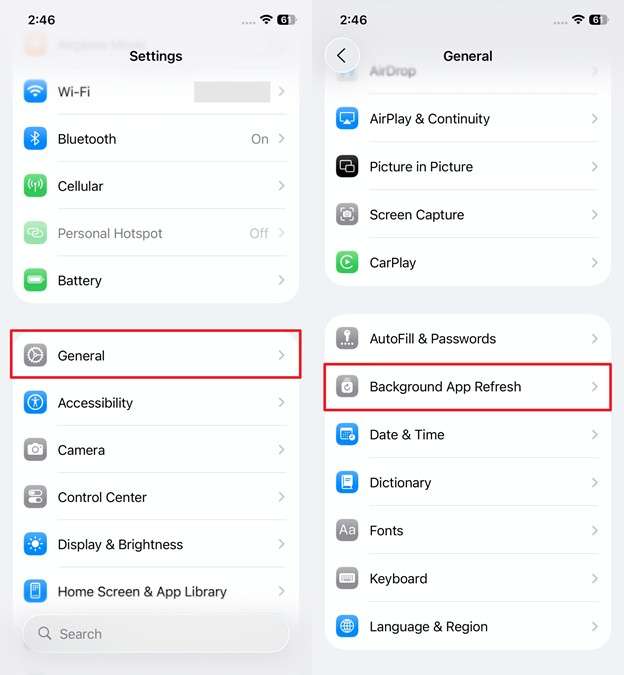 background app refresh in general