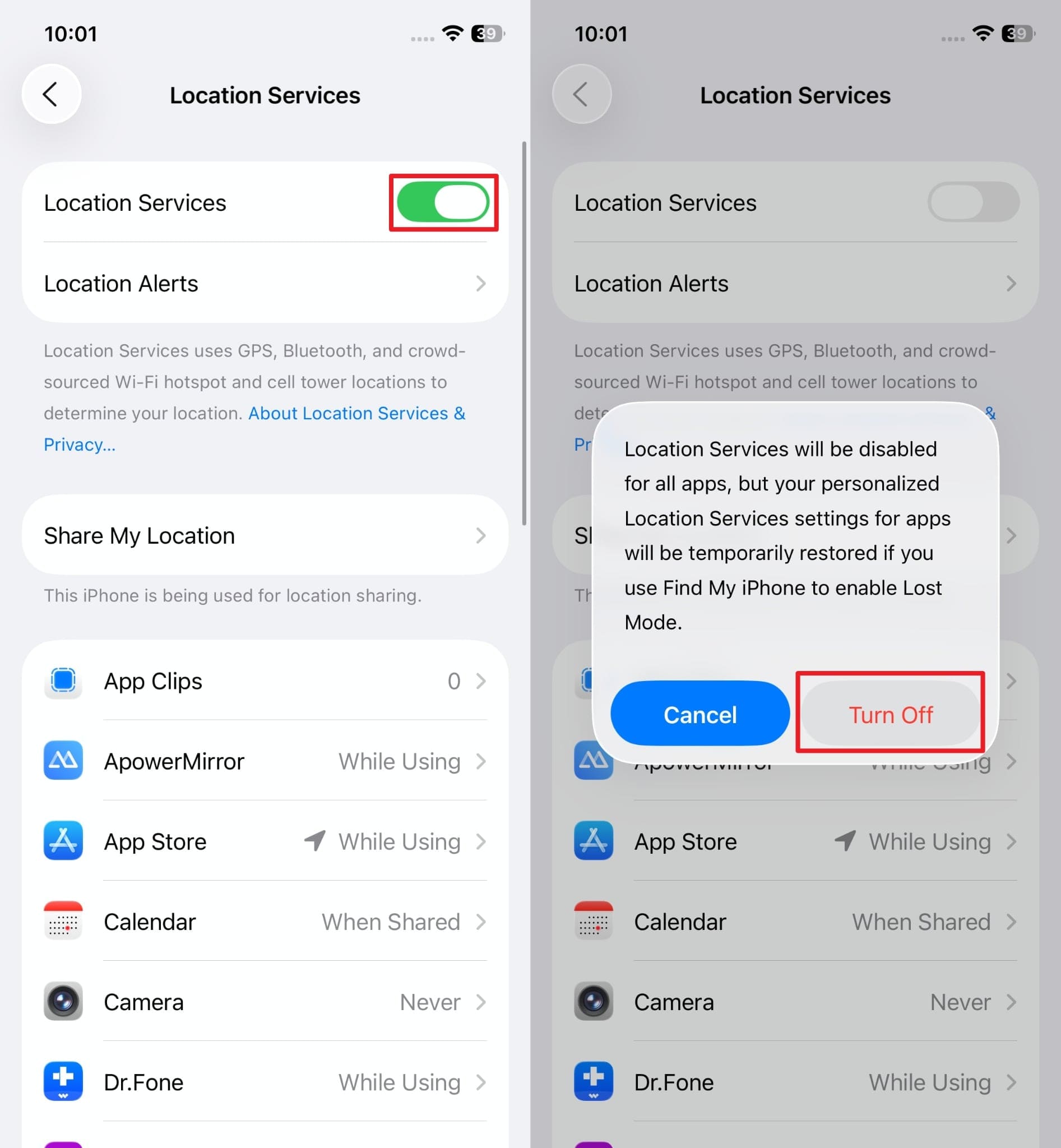 turn off location services 