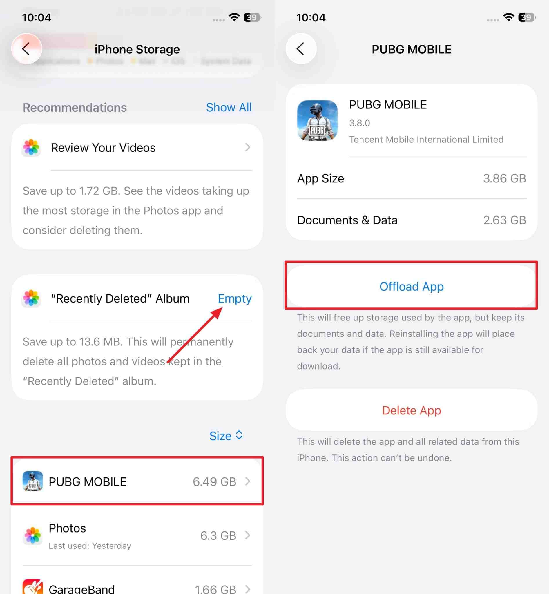 offload unnecessary apps 