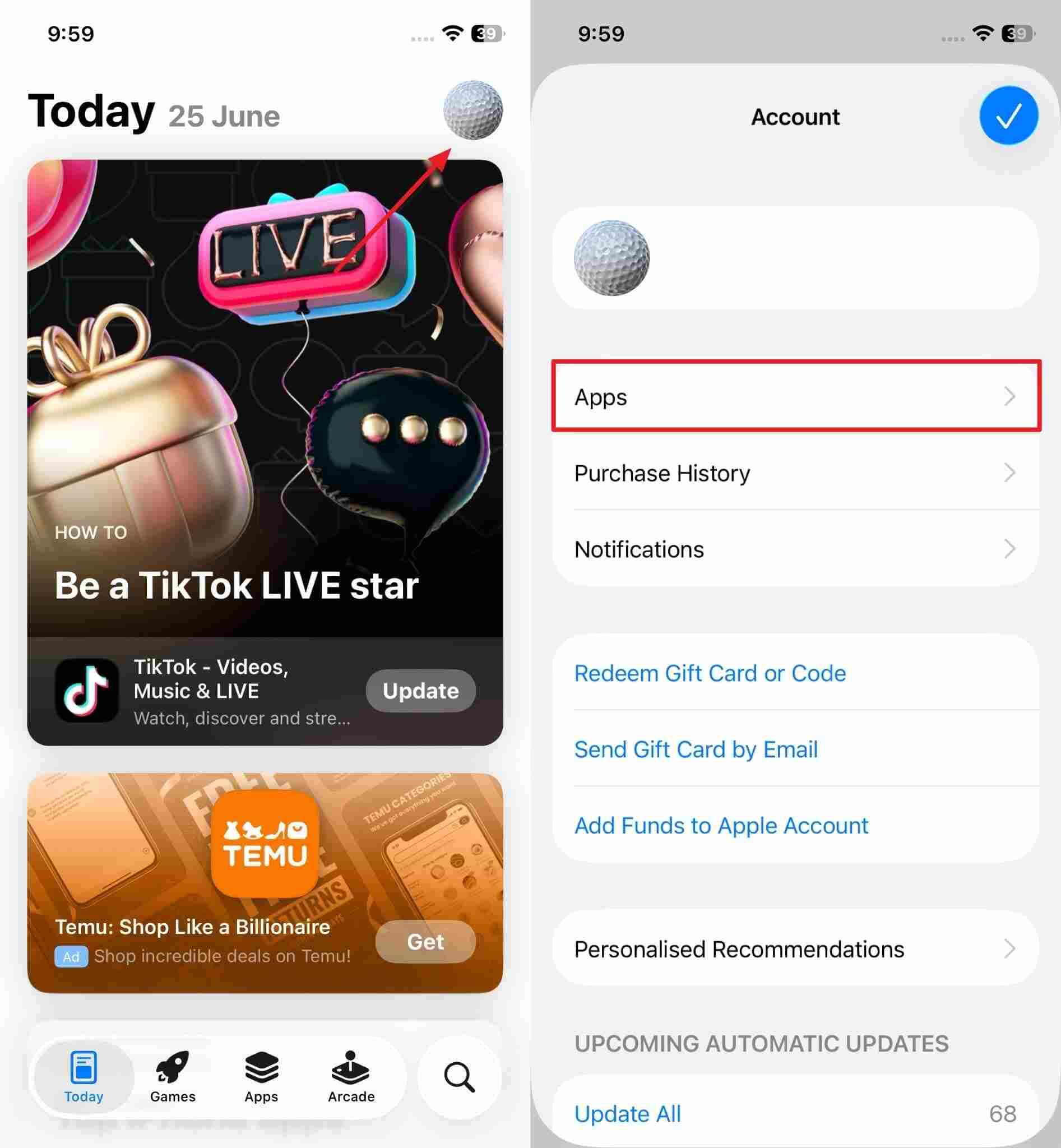 access apps from app store 