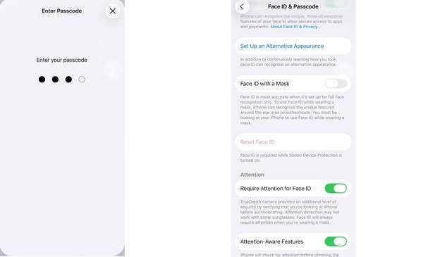 resetting the face id
