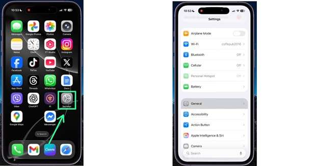 open general settings