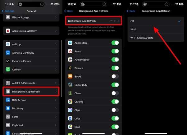turn off background app refresh 