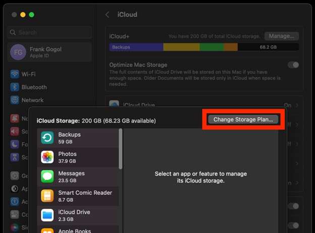 select change icloud storage plan