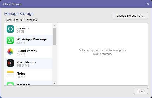 change icloud storage plan