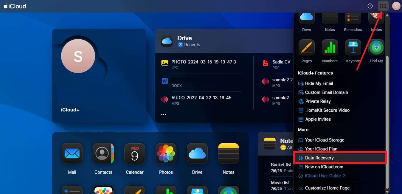 login icloud for data recovery 