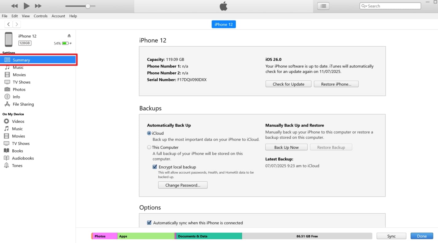 connect devices and get summary tab