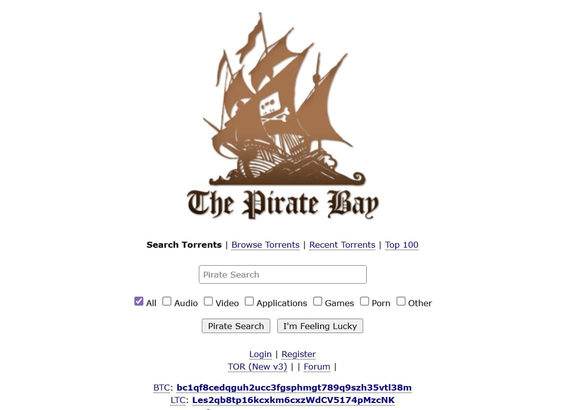 the pirate bay torrent site