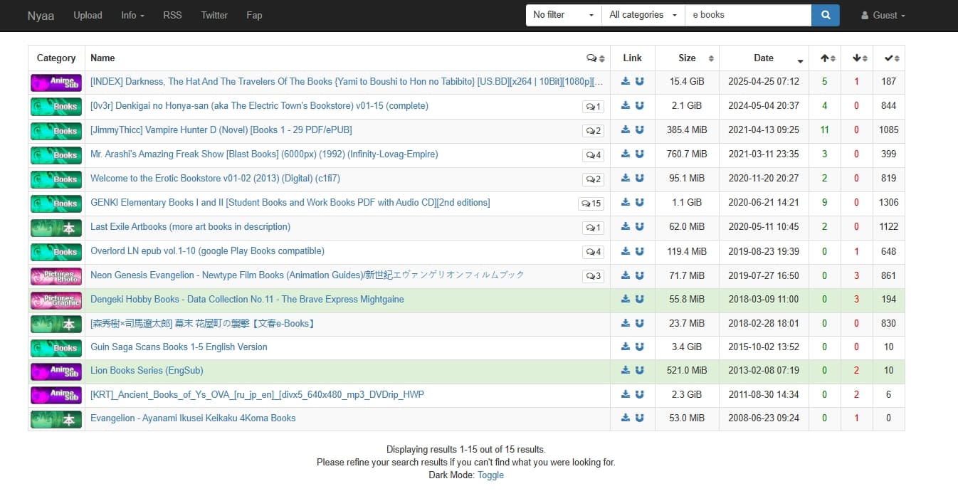 nyaa torrent site for ebooks