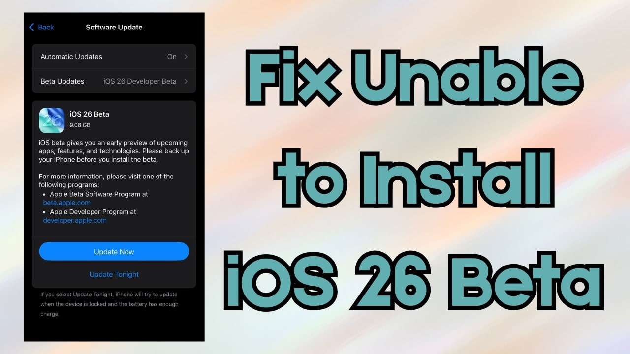 fix unable to install ios 26