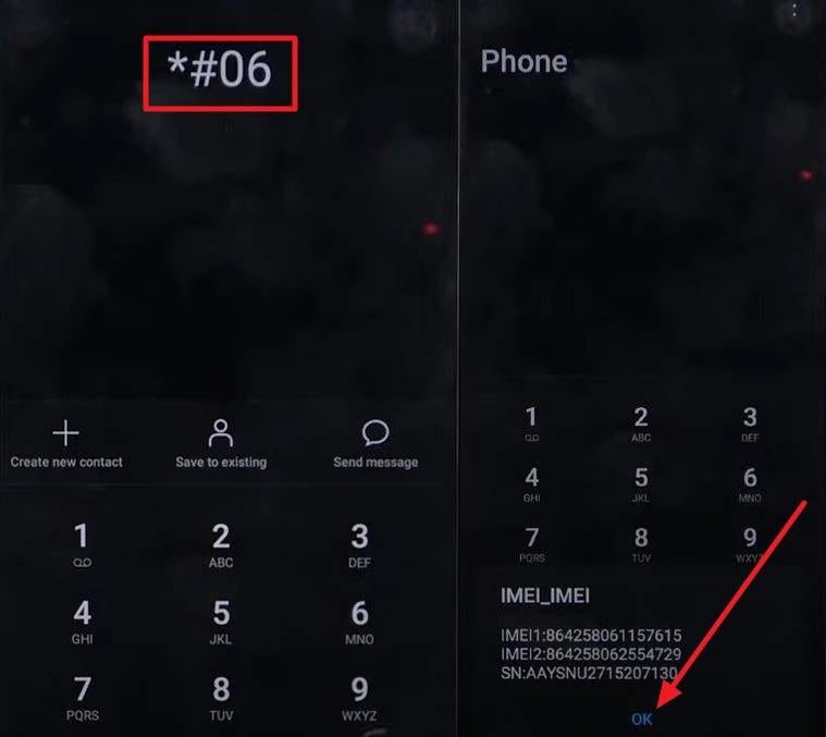 dial code and press ok