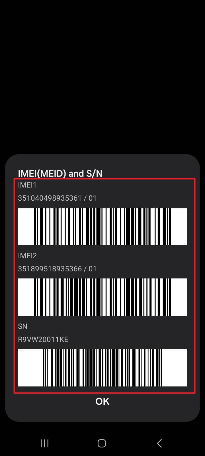 locate the imei number