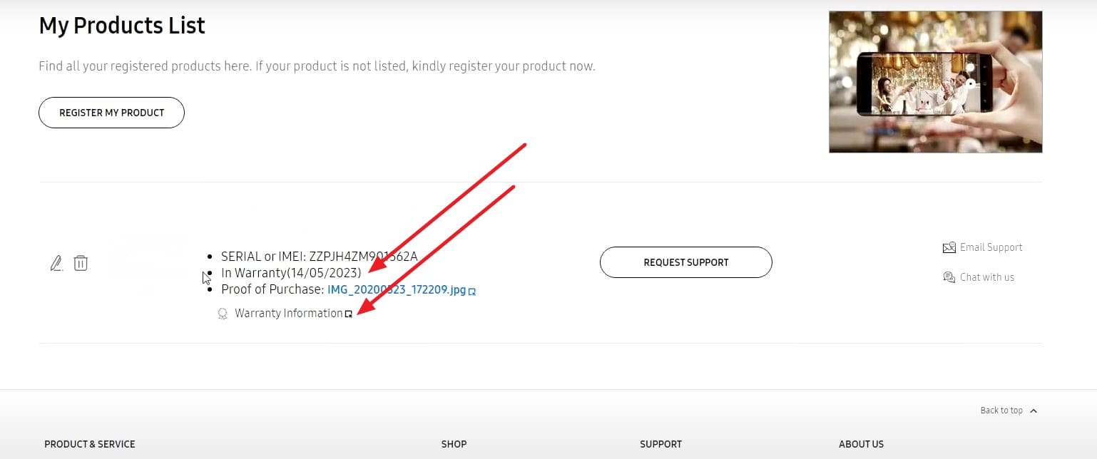 locate the warranty details