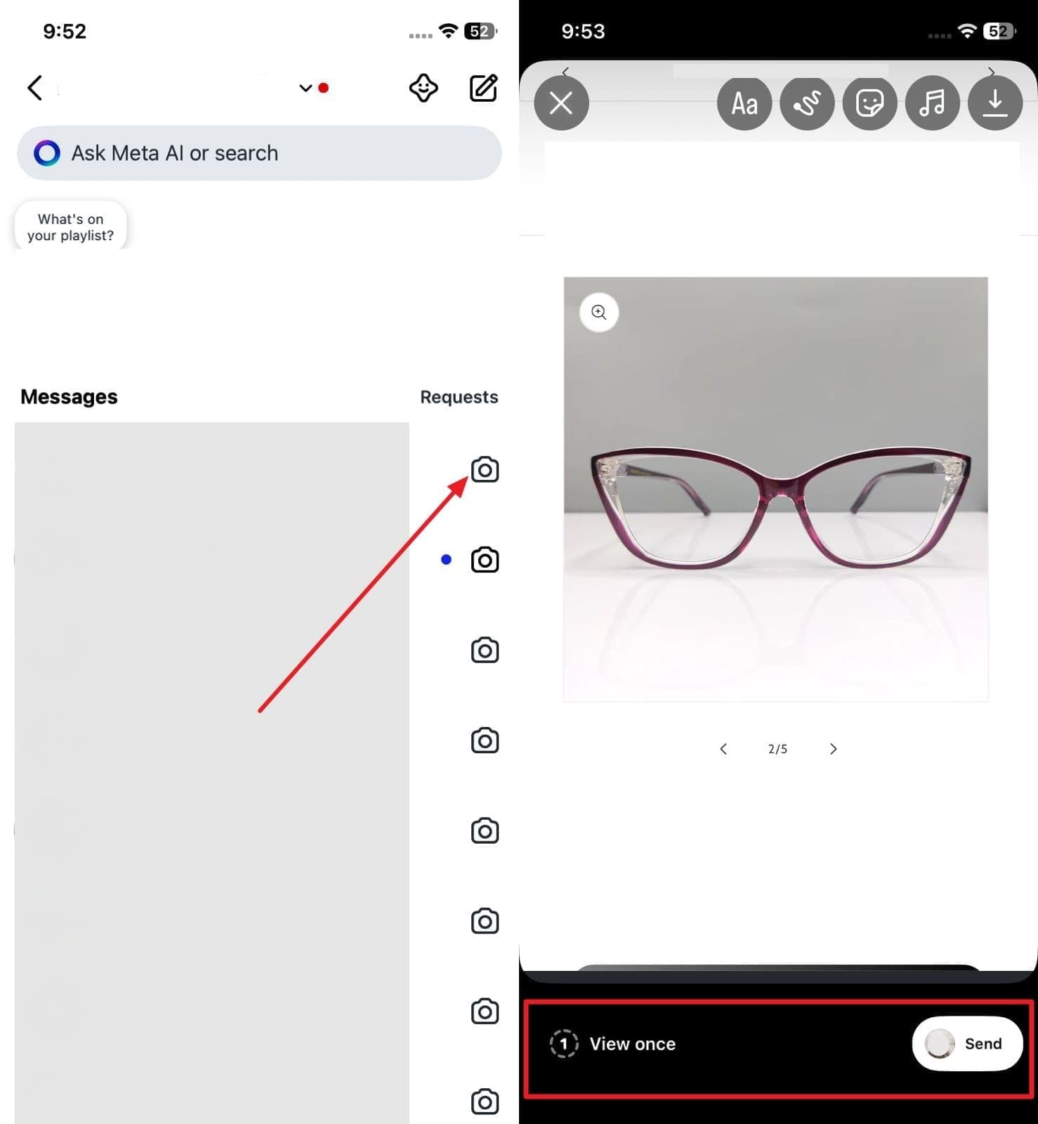 pick the camera icon and send