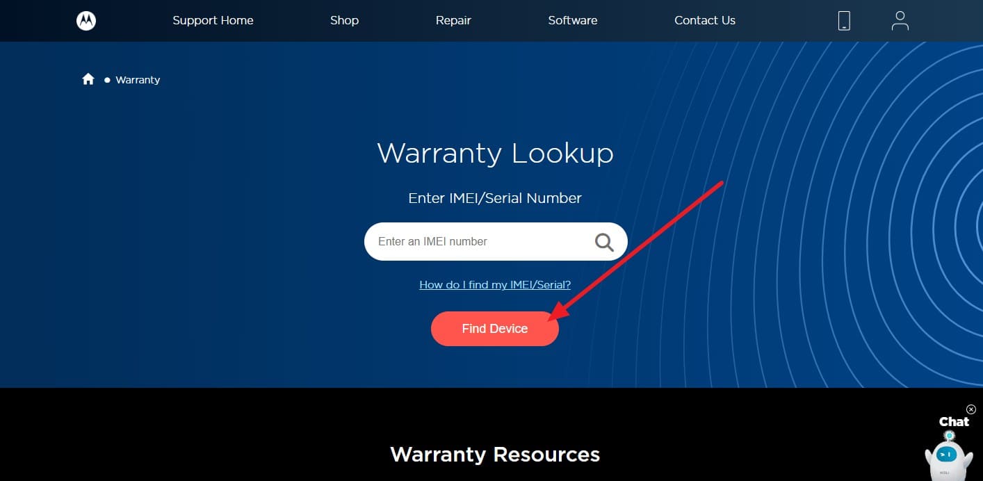 choose the find device button