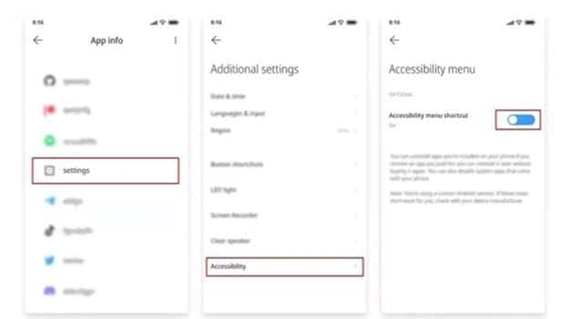 activate the accessibility menu shortcut