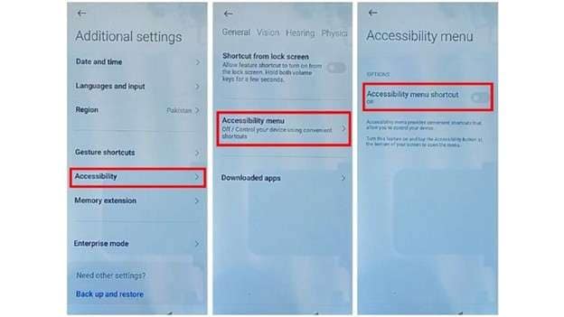 enable the accessibility menu shortcut