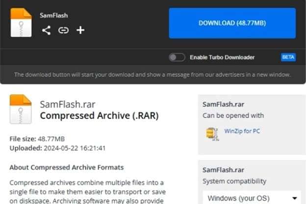 download and unzip samflash