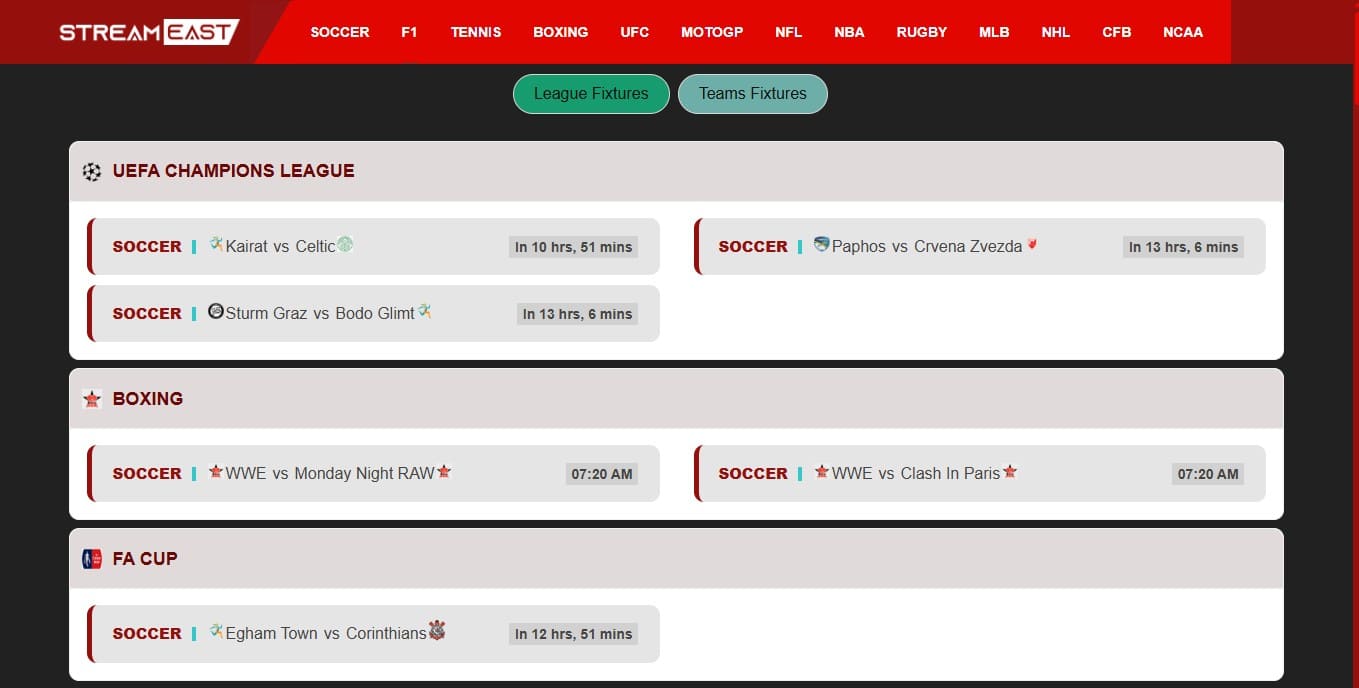 streameast mirror website
