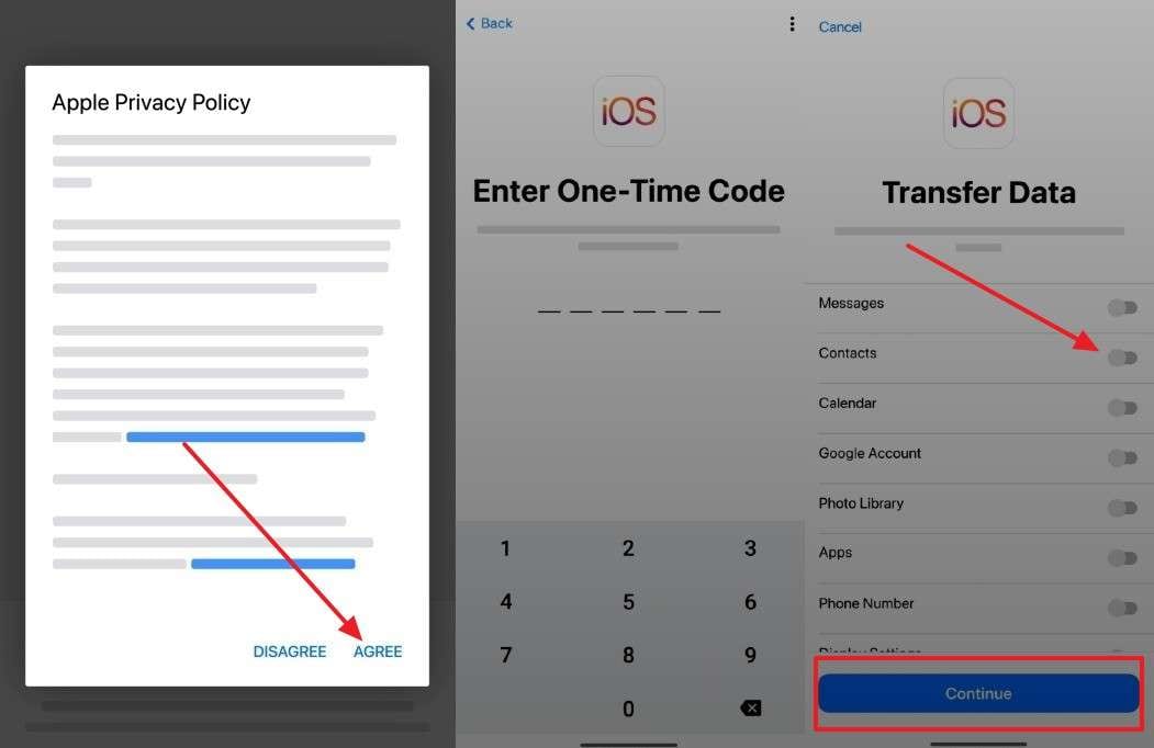 choose contact and continue