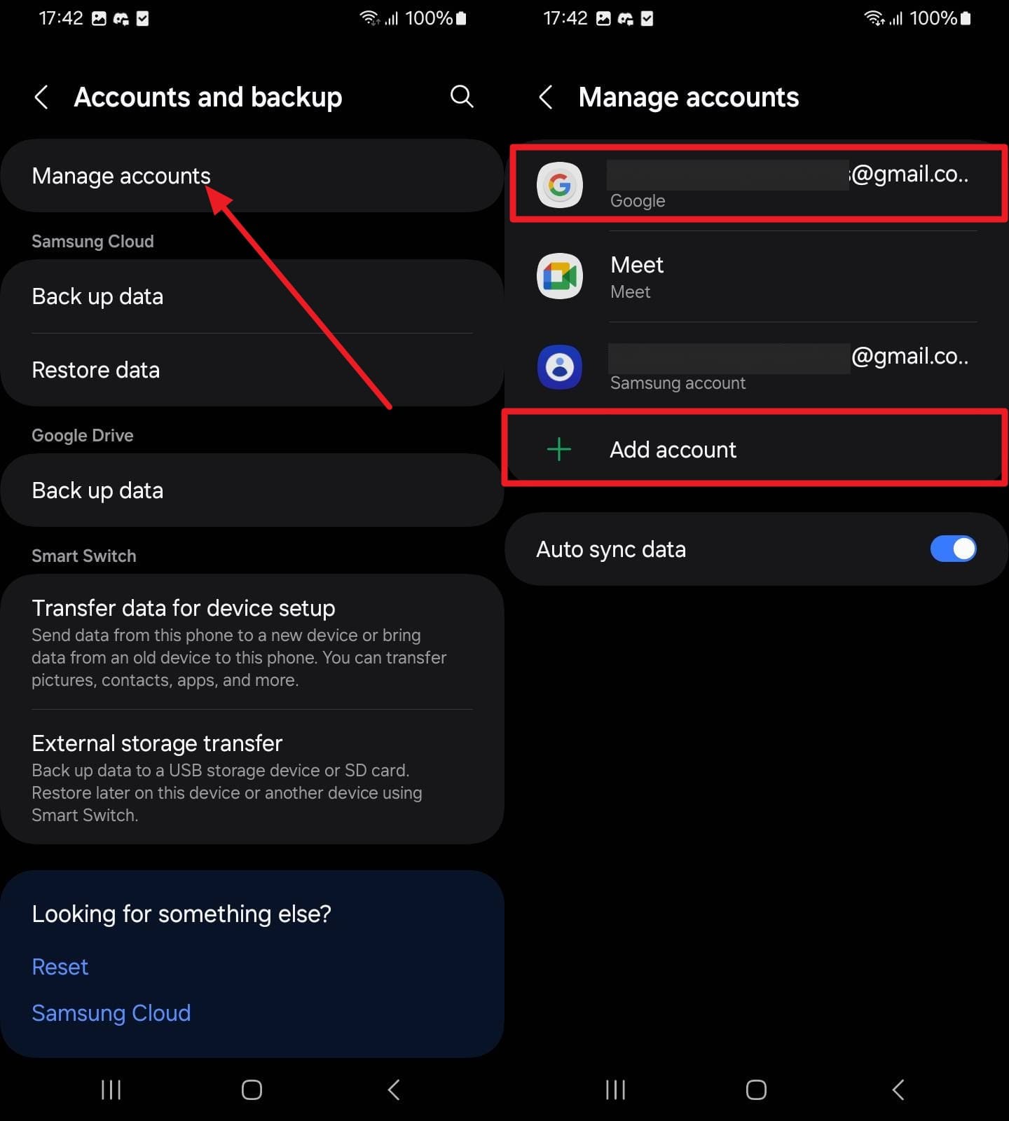 pick the manage account option