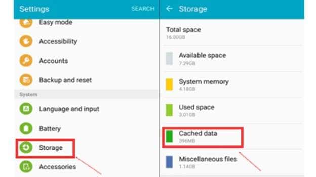 wipe cache data on android