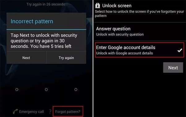 tap forget pattern option