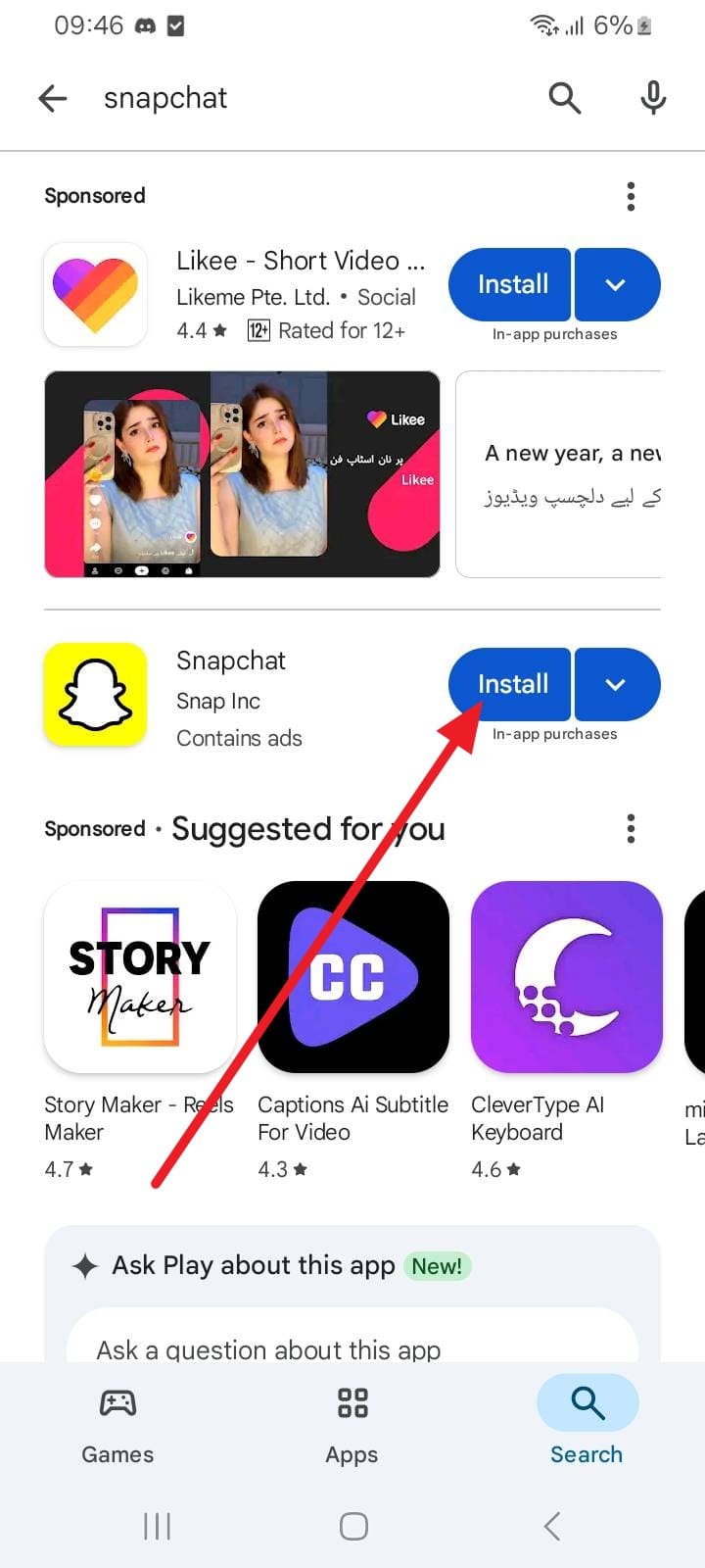 choose the install button
