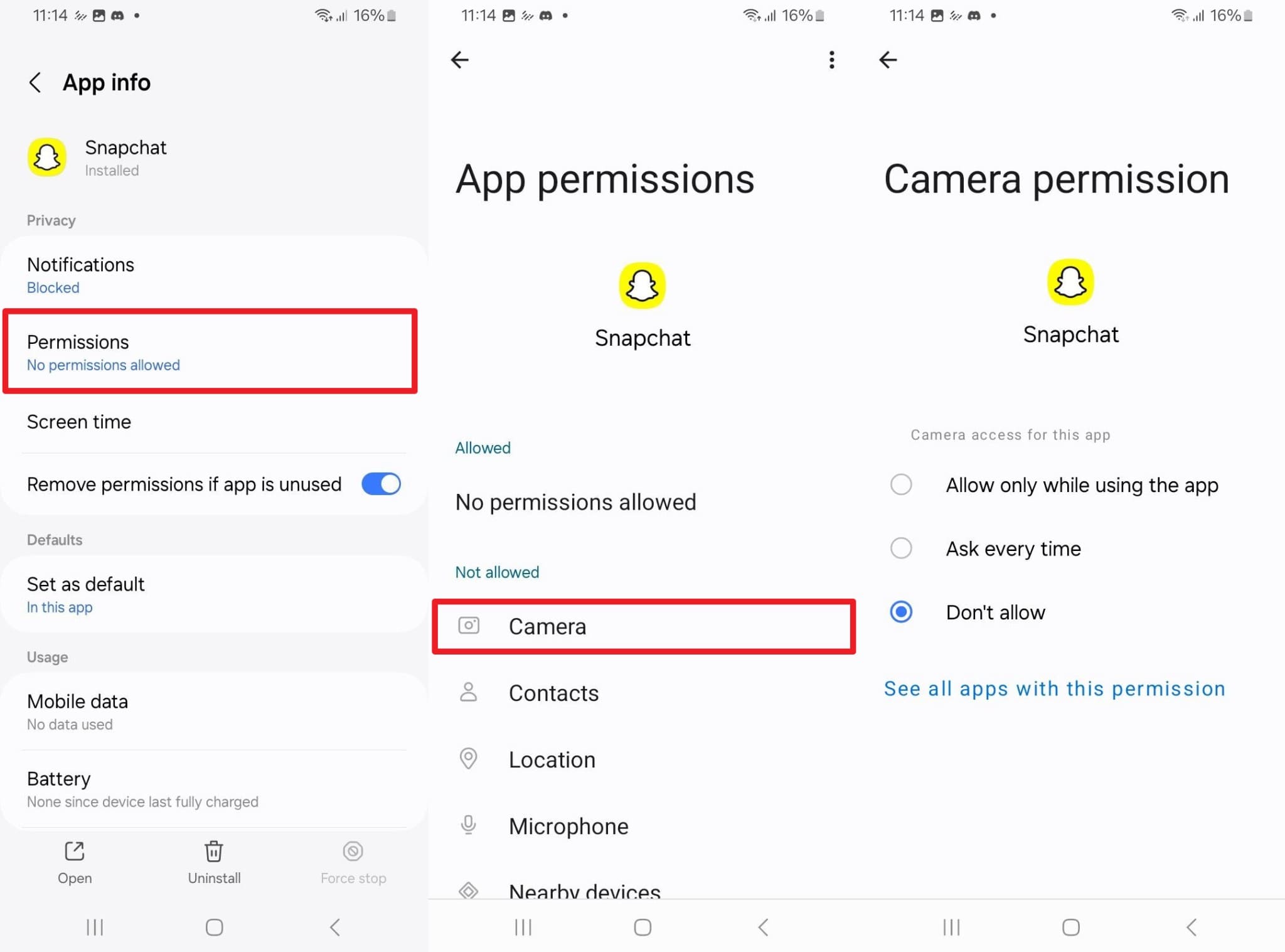 give camera permissions