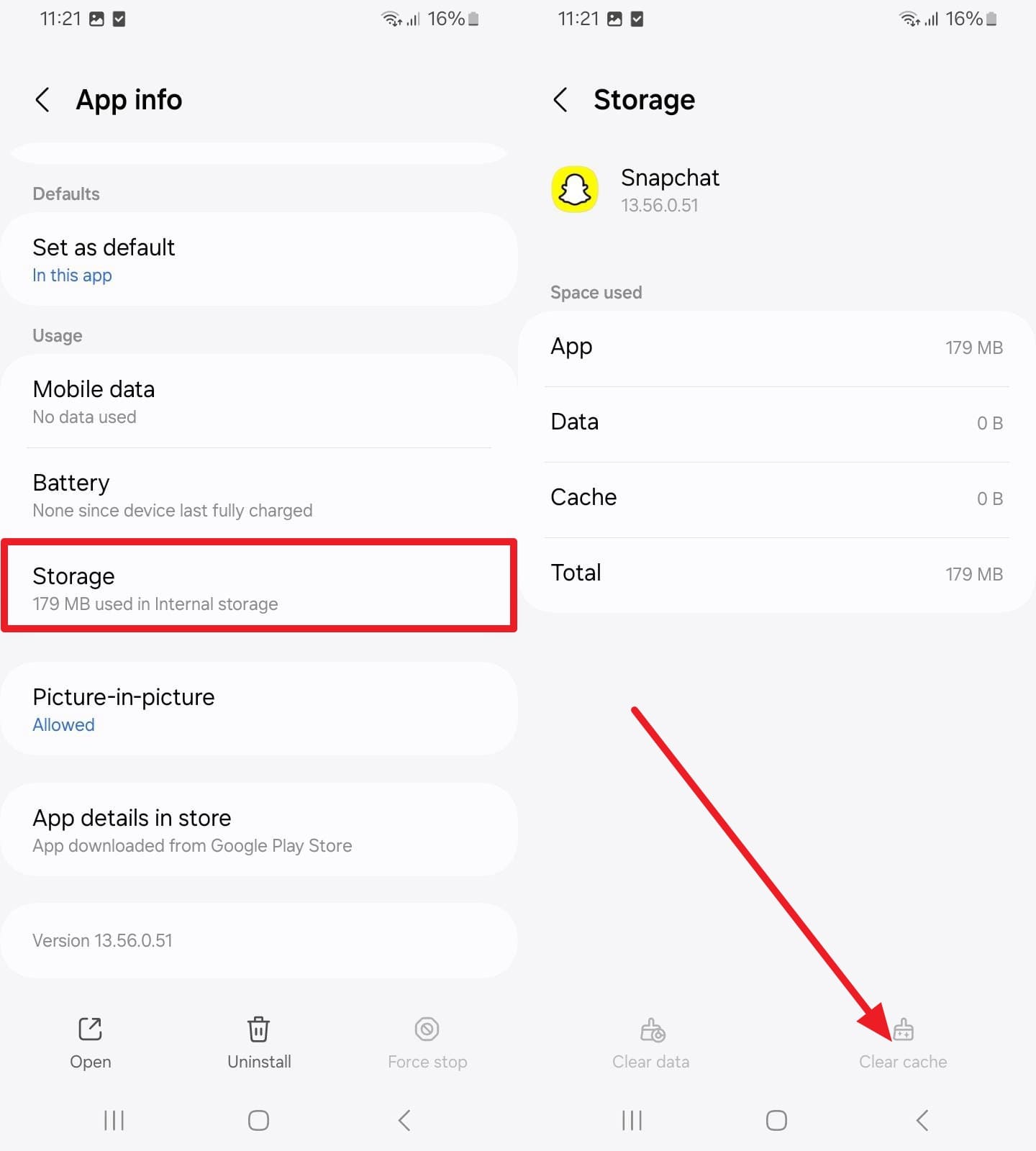 choose clear cache from storage