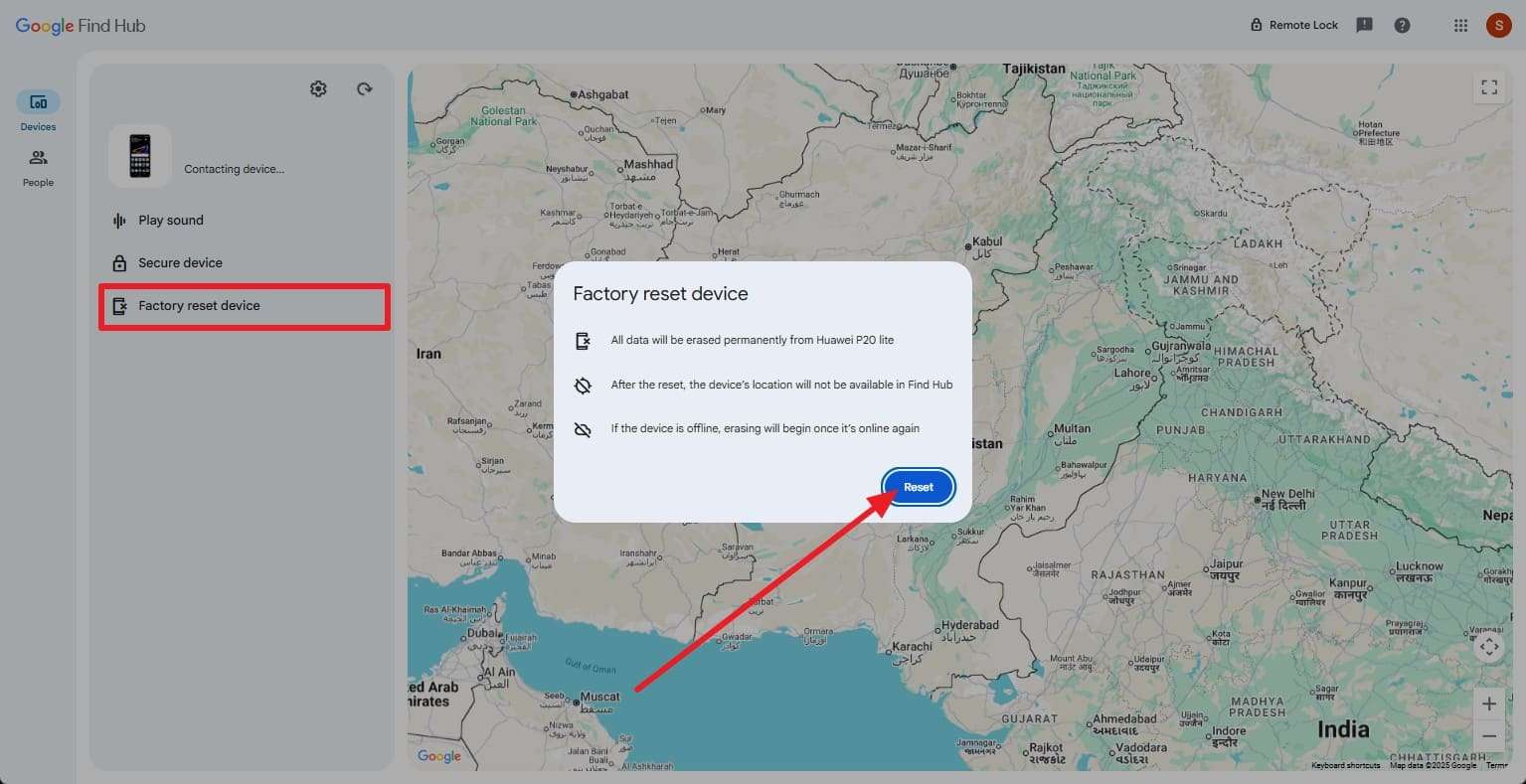 wipe data or factory reset button