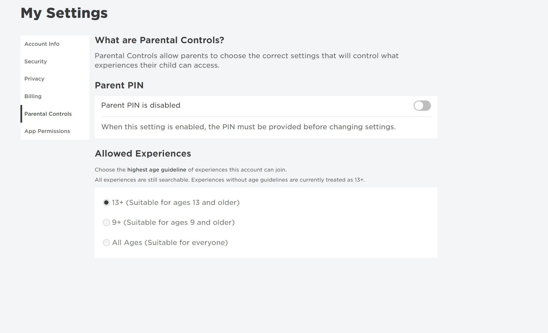 select maturity level under allowed experience