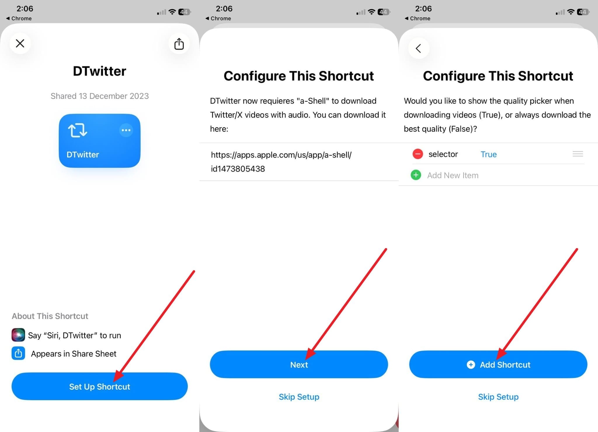 pick add shortcut to choose next