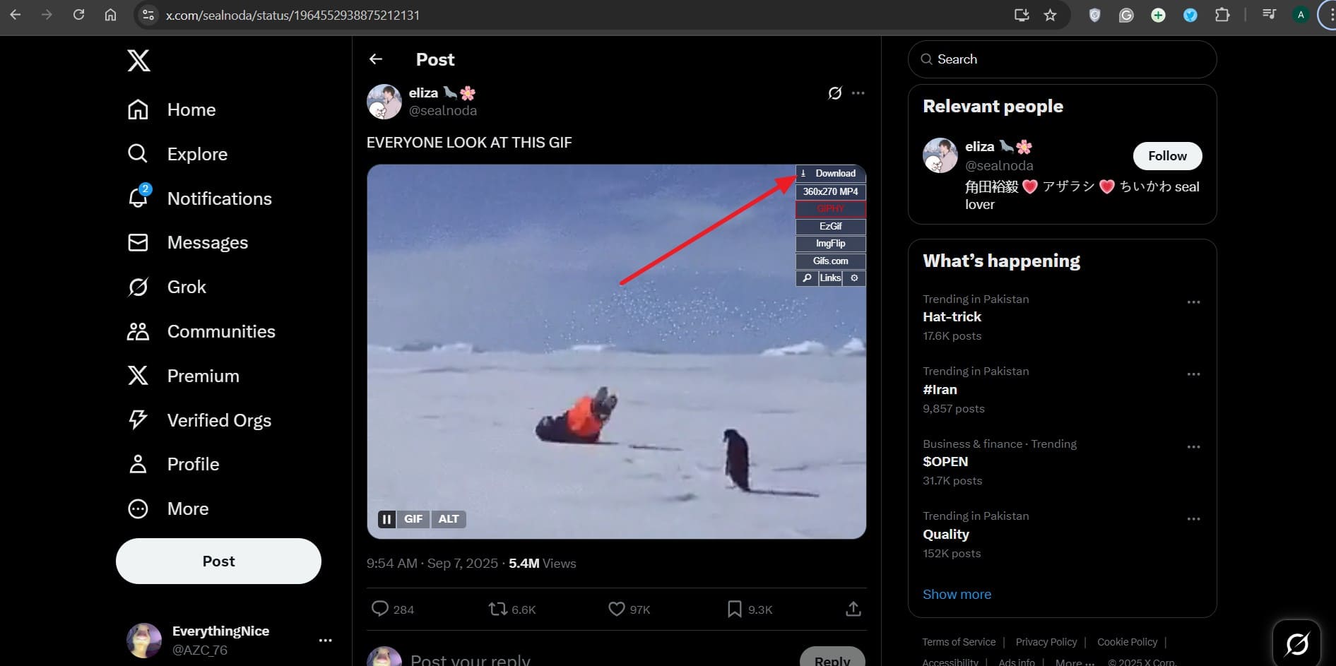choose the download button